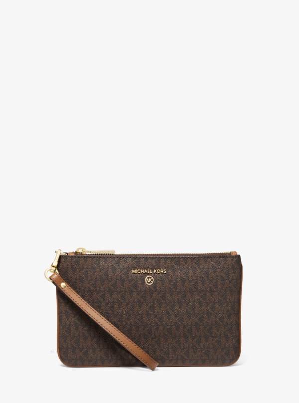 Damske Penazenky Michael Kors Medium Logo Wristlet Čokoláda Žlté - Doplnky Michael Kors Obchod | YKBED-6829